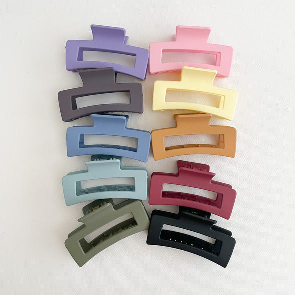 Medium Matte Rectangle Hair Claw - Assorted Colours