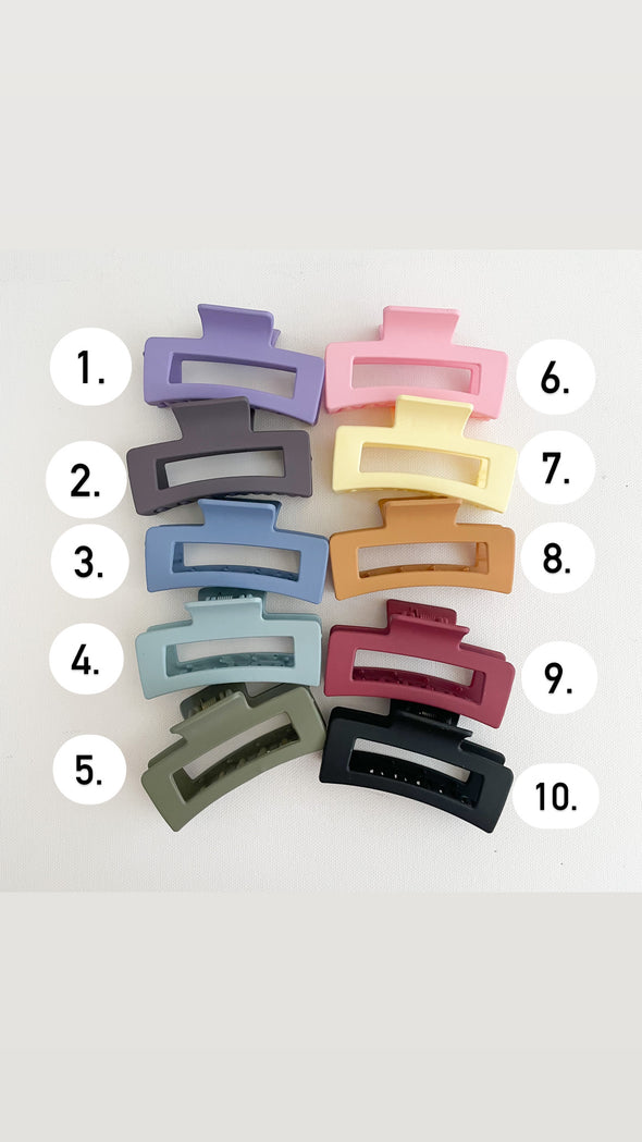Medium Matte Rectangle Hair Claw - Assorted Colours
