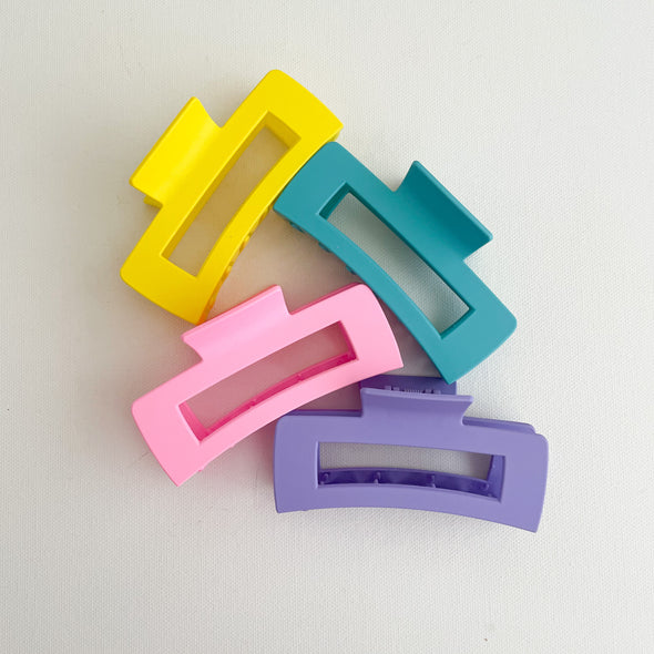 Large Matte Rectangle Hair Claw - Brights