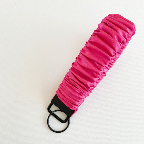 Hot Pink Satin Scrunchie Wristlet Key Fob