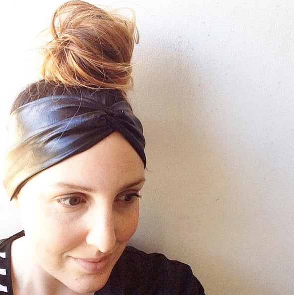 Black Leatherette WideKnot Headband