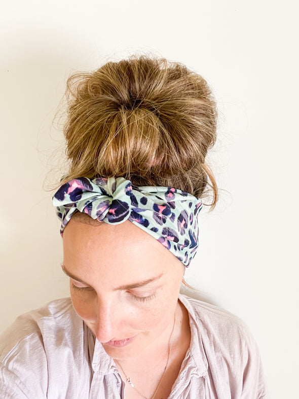 Jade Leopard Wide BowKnot Headband