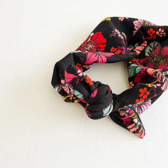 Black Floral Wide BowKnot Headband