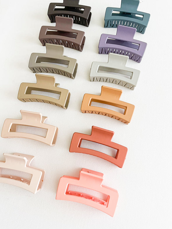 Medium Matte Rectangle Hair Claw - Assorted Colours