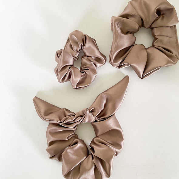 Taupe Satin Scrunchie