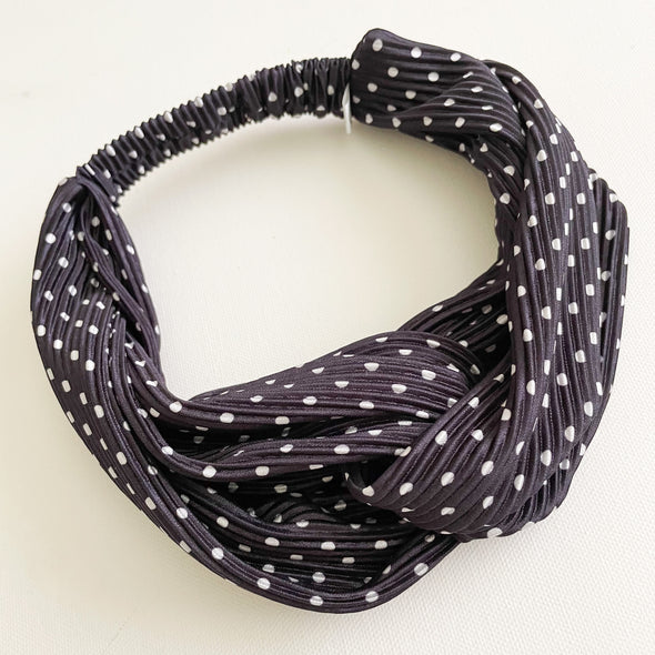 Black Mini Dot Luxe Turban Headband
