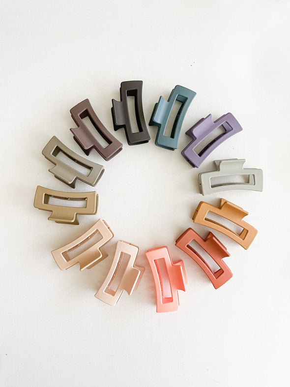Medium Matte Rectangle Hair Claw - Assorted Colours