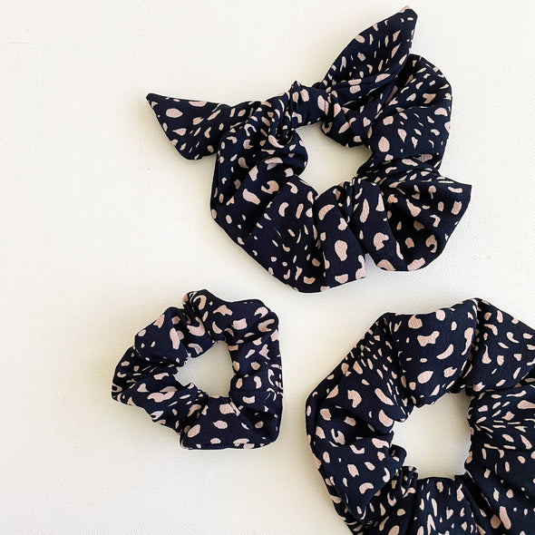 Navy + Blush Leopard Scrunchie