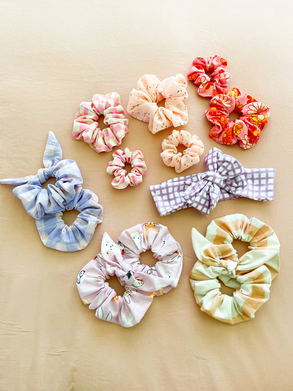 Lilac + Blush Gingham Scrunchie (large scale)