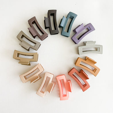 Medium Matte Rectangle Hair Claw - Assorted Colours