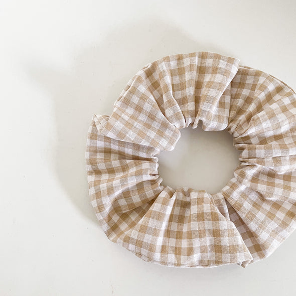 Latte Gingham Scrunchie