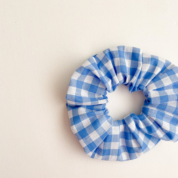 Blue Gingham Scrunchie