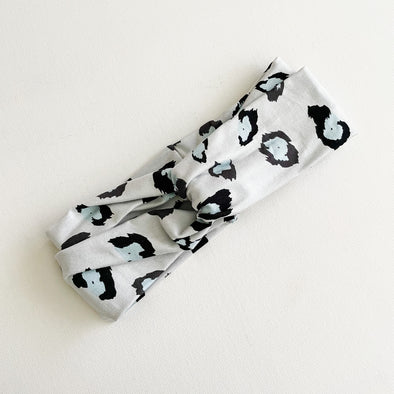 Grey Leopard TwistKnot Headband