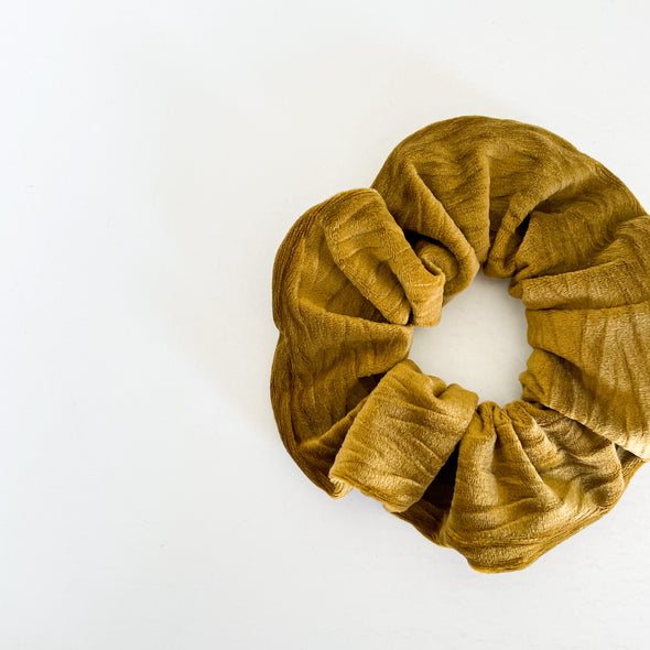 Gold Herringbone Velvet Scrunchie