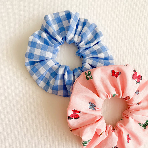 Blue Gingham Scrunchie