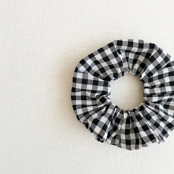 Black Gingham (mini scale) Scrunchie