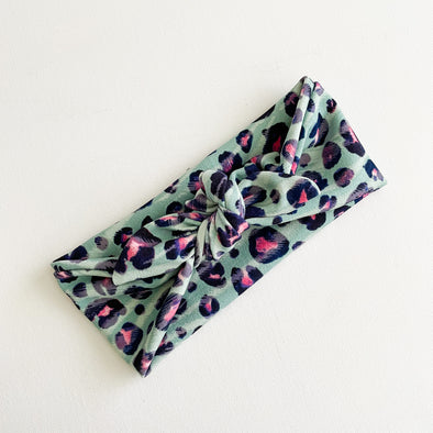 Jade Leopard Wide BowKnot Headband
