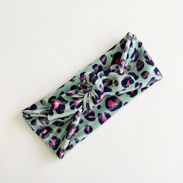 Jade Leopard Wide BowKnot Headband