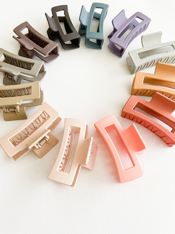 Medium Matte Rectangle Hair Claw - Assorted Colours