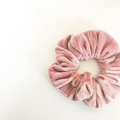 Blush Pink Crushed Velvet Scrunchie