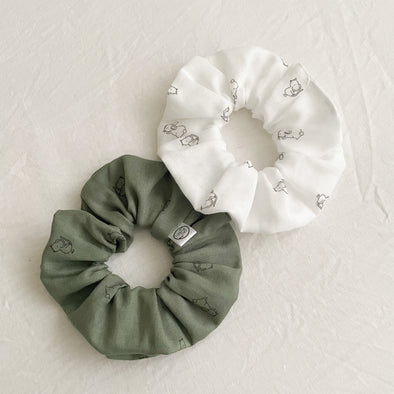 Mouse + Bunny Scrunchie (White + Khaki)