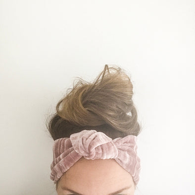 Blush Crushed Velvet TopKnot Headband