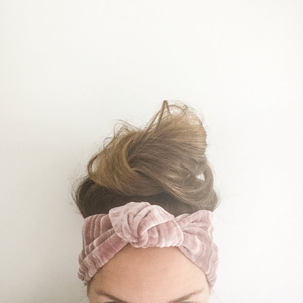 Blush Crushed Velvet TopKnot Headband