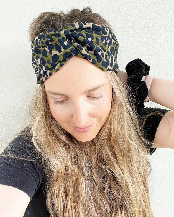 Army Leopard Luxe Turban Headband