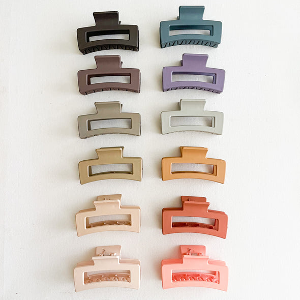 Medium Matte Rectangle Hair Claw - Assorted Colours