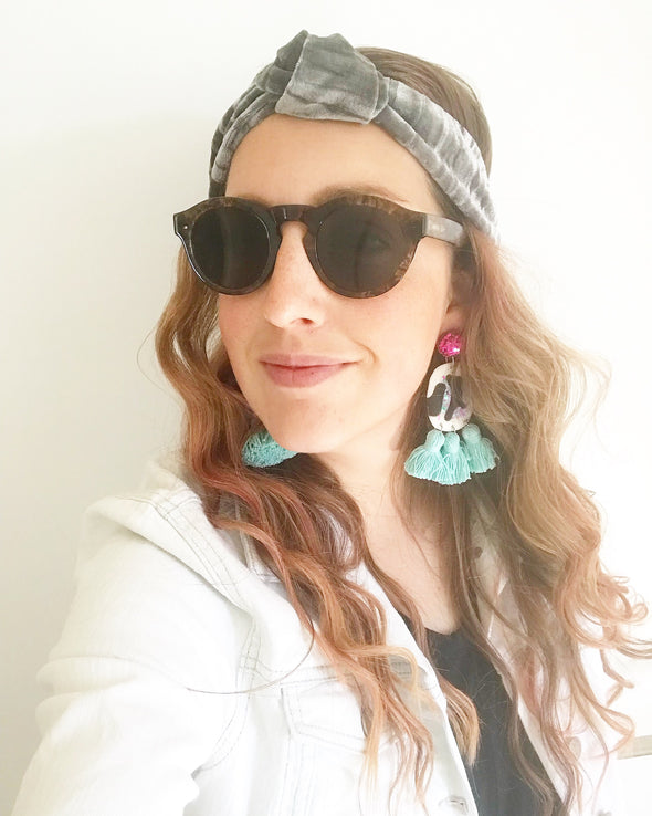 Silver/Grey Crushed Velvet TopKnot Headband